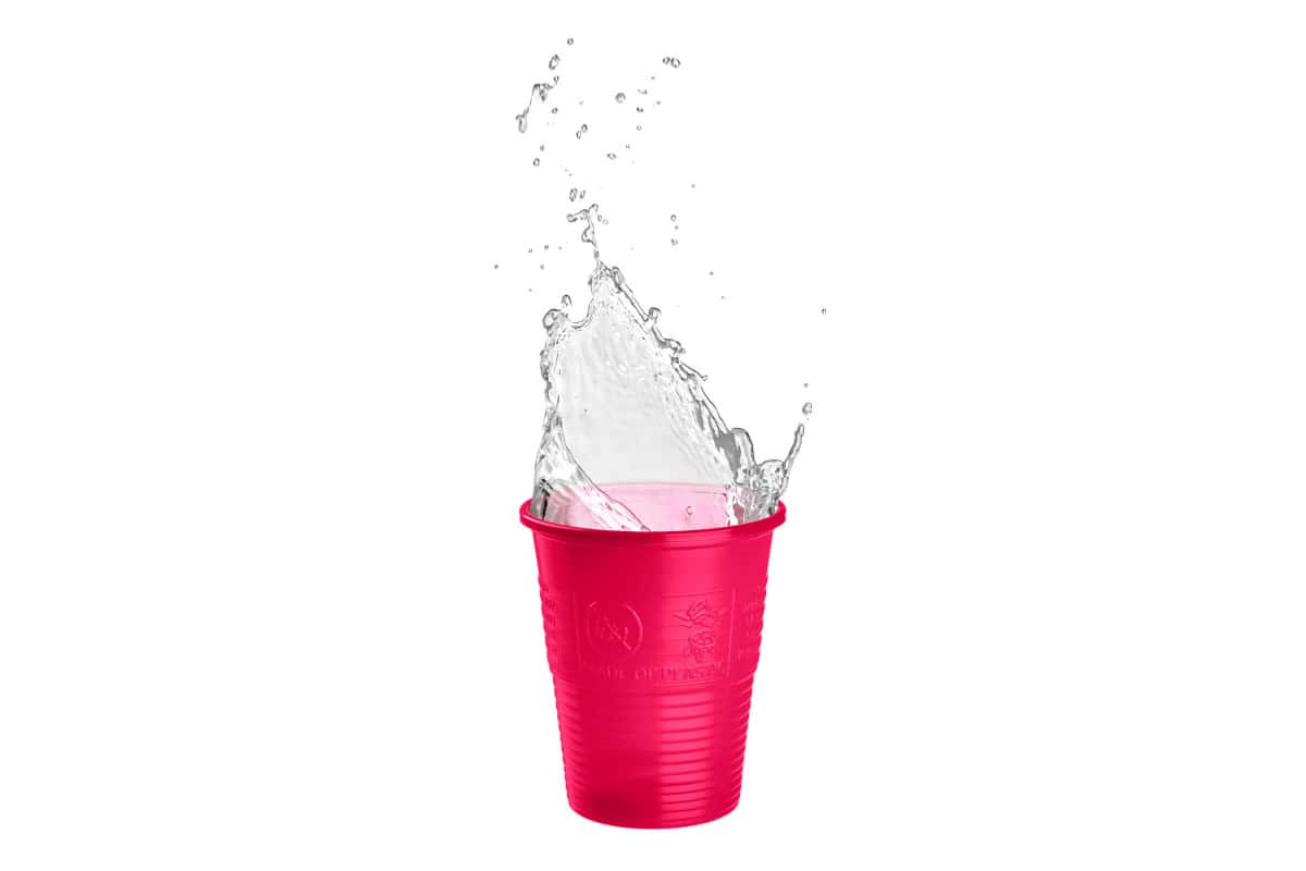 Red Plastic Cup with tube for drinks and coctails 0.43 L